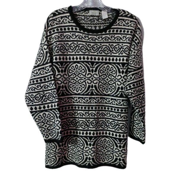 Mascara Womens Sweater Size Large Wool Rabbit Hair Blend Black And White - Picture 1 of 7
